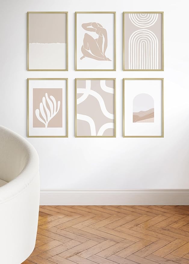 HAUS AND HUES 20x30 Gold Metal Picture Frames - Features Premium Aluminum, Vertical & Horizontal Hang, Shatterproof Plexiglass - Perfect for Home, Room, Office (20x30 in, Gold, Set of 6)