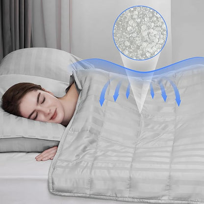 Weighted Blanket Kids, 10lbs Heavy Weighted Blanket 40"x60" Breathable Cooling Blanket, Summer Blankets Ultra Soft Comfort Blanket with Glass Beads for All-Season (Light Grey)