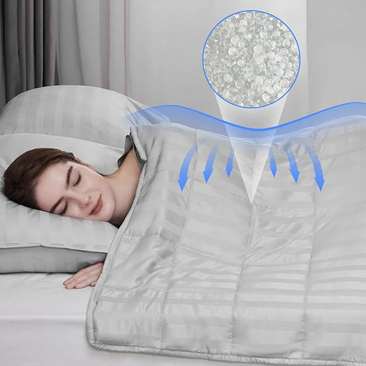 Weighted Blanket Kids, 10lbs Heavy Weighted Blanket 40"x60" Breathable Cooling Blanket, Summer Blankets Ultra Soft Comfort Blanket with Glass Beads for All-Season (Light Grey)
