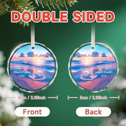 Our First Christmas Married Ornament 2025, Personalized Christmas with Custom Name, Date, Wedding Gifts, Newlyweds Keepsake for Him, Her, Couple