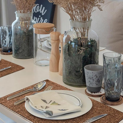 homing Brown Cloth Placemats Set of 6 – Cotton Linen Blend Washable Farmhouse Dining Table Mats for Indoors & Outdoors, Easy to Clean, 13 x 19 Inch