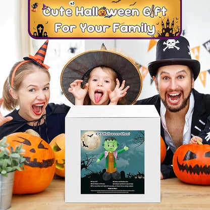 4FT Green Ghost Halloween Inflatable Decor Halloween Parties Holiday Decor Blow Up Decoration with LED Lights Indoor Outdoor Yard Graden Inflatable Decor