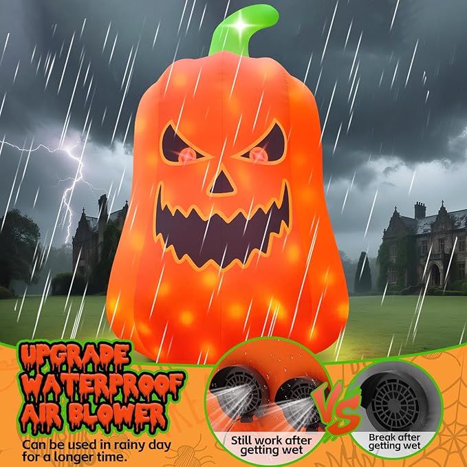 Kalolary 20FT Tall Halloween Inflatables Pumpkin Outdoor Decorations, Giant Pumpkin Ghost Blow Up Yard Decorations with Build-in Flashing Lights for Yard Garden Lawn Indoor Outdoor Decors
