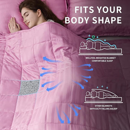 Weighted Blanket for Adult,30lbs Heavy Weighted Blanket 88"x104" Breathable Cooling Summer Blankets, Ultra Soft Cotton Comfort Throw Blanket with Glass Beads for All-Season (Pink)