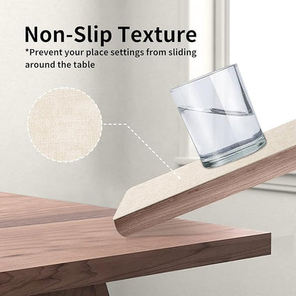 Maxpearl Faux Leather Placemats Set of 4 - Waterproof - Wipe Clean - Heat Resistant - Anti Slip Dining Table Place Mats, Suitable for Indoor & Outdoor Use, 17’’×12’’, Beige