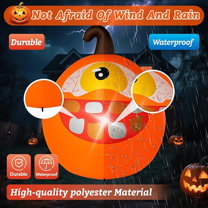 Halloween Inflatables Pumpkin Decorations Outdoor - 4 FT One-Eyed Pumpkin Halloween Blow up Yard Decorations Cute Inflatables with LED Build-in for Garden Lawn Indoor Party Decor