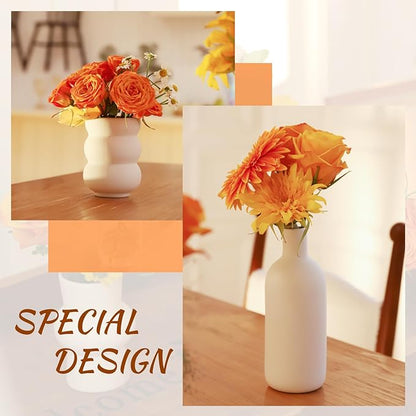 9pcs Ceramic Vases Small Ceramic Vases for Flowers - Modern White Bud Vases for Fresh & Dried Blooms, Unique Shapes, Home Decor, Table Centerpiece, Wedding Decor