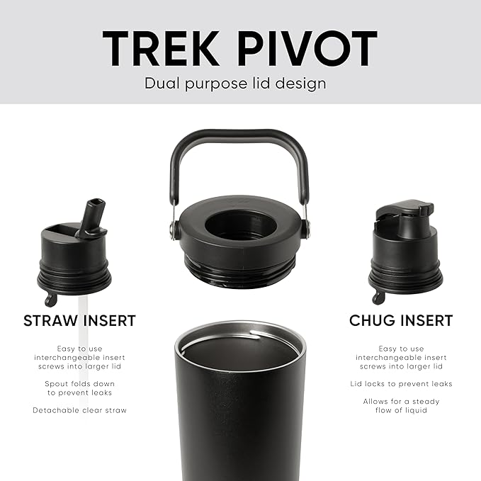 Simple Modern Trek Pivot | 40oz Flip Straw Tumbler with Handle | Water Bottle & Boot | Interchangeable Straw & Chug Lids | Insulated Stainless Steel Jug | Gym Sports Outdoors | Green Apple