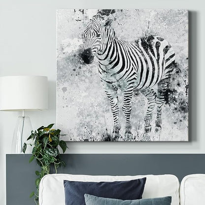 Abstract Wall Art Animals Poster for Bedroom and Living room,Zebra I Wall Art, Ready to Hang, 24'' x 24''