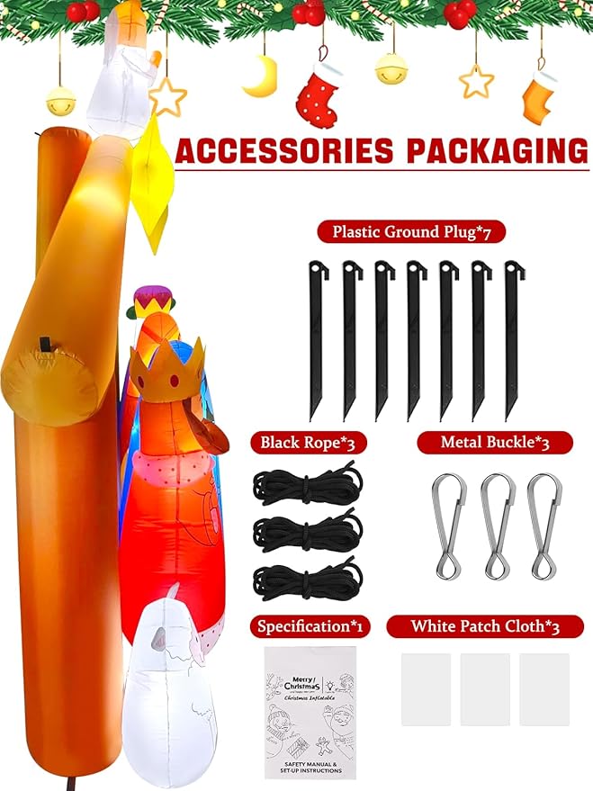 12.5FT Christmas Inflatable Nativity Scene with LED Light, Kalolary Blow up Christmas Outdoor Decoration Giant Xmas Bethlehem Nativity Scene Inflatable for Holiday Family Christmas Party Yard Decor