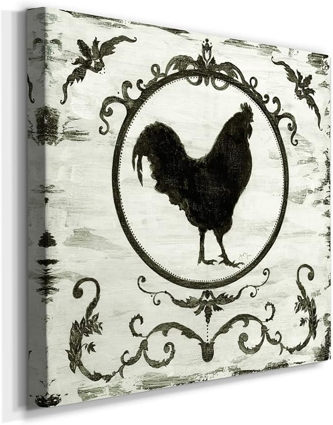Colorful Animals Painting Wall Art on Canvas Modern Abstract Artwork, Berkshire Rooster Wall Art, Ready to Hang, 40'' x 40''