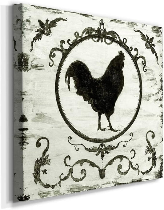 Colorful Animals Painting Wall Art on Canvas Modern Abstract Artwork, Berkshire Rooster Wall Art, Ready to Hang, 40'' x 40''