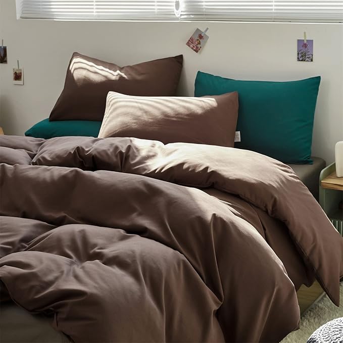 Wellboo Brown Comforter Sets California King Solid Mocha Coffee Bedding Comforters Cal King Women Men Plain Dark Brown Quilts Adults Deep Brownness Modern Chestnut Blankets Brown Bed Farmhouse