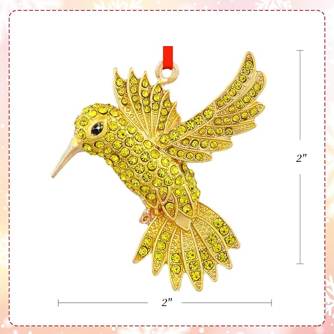 PETCEE Hummingbird Ornaments for Christmas Tree - Gold Bird Christmas Ornament Metal Hummingbird Ornaments Hanging Decor Keepsake Gifts for Women Mother Wife Grandma Friends