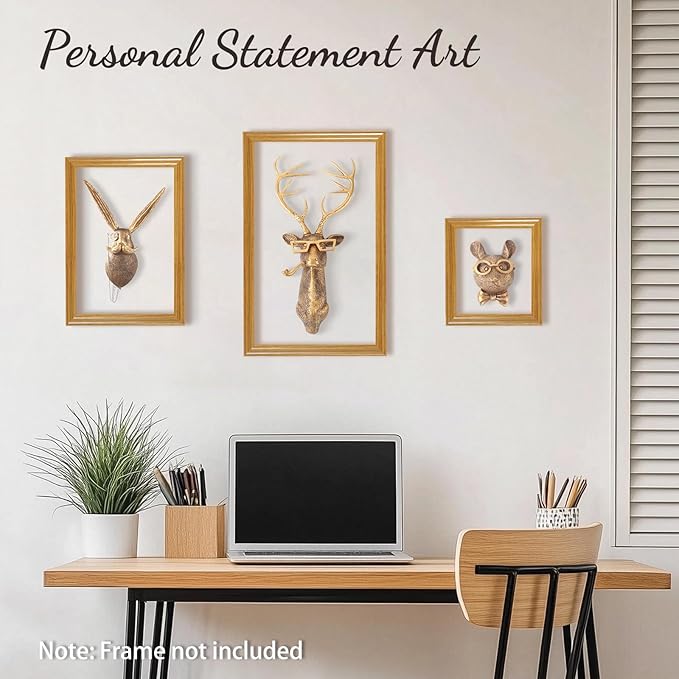 UITWMKTG Gold Animal Head Wall Decor Wall Sculpture Home Decor Statue for Living Room Office Bedroom Modern Decor for Men Women Fox