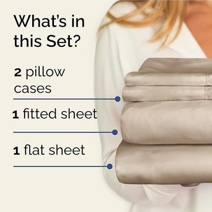 CGK Linens Twin XL 4 Piece Sheet Set - Cooling Sheets for Hot Sleepers - Hotel Luxury Bedding Set with 8-16 Inch Deep Pockets - 1 Flat & 1 Fitted & 2 Pillowcases - Soft, Comfy & Wrinkle Free - Cream