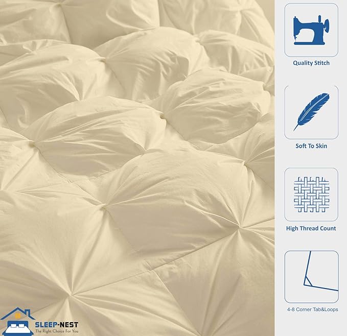 SLEEP-NEST Alaska King Comforter 138x122 Extra Wide All Season - Down Alternative Duvet Insert 1 Piece Quilt - Super Soft Hotel Luxury Pinch Pleat Comforter with 8 Tabs, XL King - Blush Rose