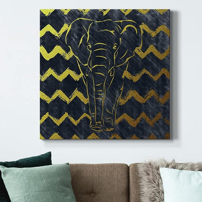 Colorful Animals Painting Wall Art on Canvas Modern Abstract Artwork, Brushed Elephant Wall Art, Ready to Hang, 40'' x 40''