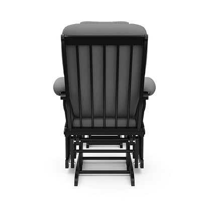 Storkcraft Tuscany Custom Glider and Ottoman with Free Lumbar Pillow (Black/Grey) - Cleanable Upholstered Comfort Rocking Nursery Chair with Ottoman
