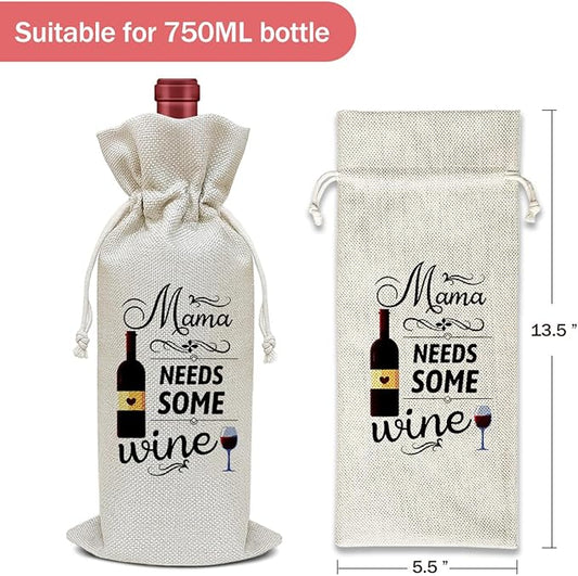 Mama Wine Bag, Mom Gifts Birthday Gifts for Mom Mother Wife Aunt, Retirement Gift Wine Bag Party Favor Wine Champagne Gift Bag With Drawstring -27