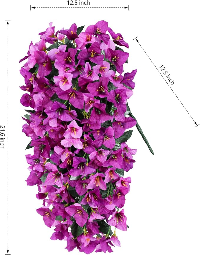 Faux Bougainvillea Artificial Flowers Plants for Outdoor Outside Spring Decoration, 2pcs Fake Silk Long Trailing Vines UV Resistant Realistic for Front Door Porch Planter Urn Patio Balcony Yard, Mix