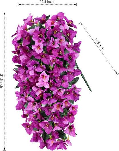 Faux Bougainvillea Artificial Flowers Plants for Outdoor Outside Spring Decoration, 2pcs Fake Silk Long Trailing Vines UV Resistant Realistic for Front Door Porch Planter Urn Patio Balcony Yard, Mix