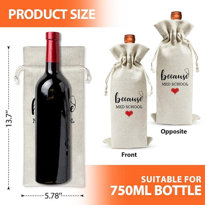 Med School Gift Wine Bag, Cool Gifts for Nurse, Nursing School Graduation Party Decoration For Nurse Doctor, Funny Nurse Day Nurse Week Gift, Nurse Practitioner Gift for Women, Because Med School