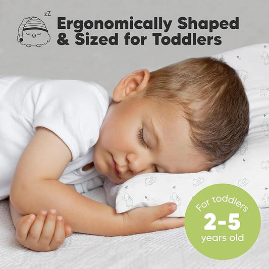 2-Pack Toddler Pillow - Soft Organic Cotton Toddler Pillows for Sleeping - 13X18 Small Pillow for Kids - Kids Pillows for Sleeping - Kids Pillow for Travel, School, Nap, Age 2 to 5 (Bunnies)