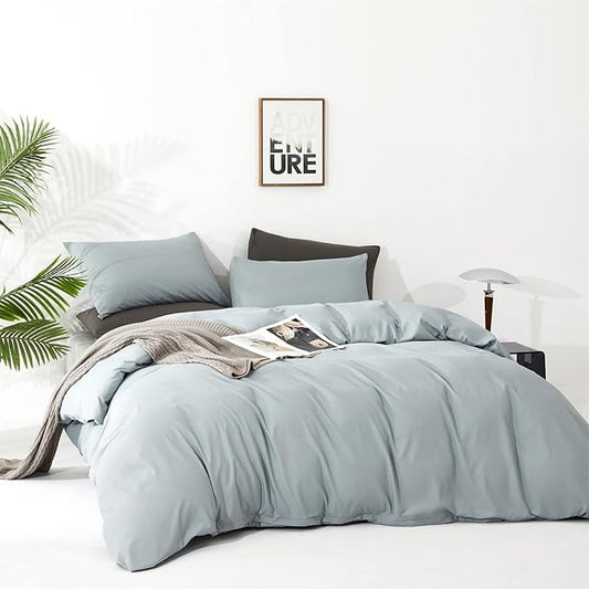 Cottonight Blue Comforter Set Full Light Blue Bedding Comforter Set Solid Baby Haze Blue Blanket Quilts Modern Soft Breathable Simple 3 Piece Dusty Blue Comforter Set for Full Bed