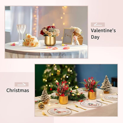NUPTIO Small Gold Vases for Centerpieces: 6 Pcs 3.94 inch Flower Trumpet Vase Vintage Compote Vase Metal Urn Planter Plant Pots Flowers Bowls Pedestal for Wedding Party Table Centerpiece Decorations