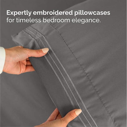 Queen Size 4 Piece Sheet Set - Comfy Breathable & Cooling Bed Sheets Set - Hotel Luxury Bedding for Women, Men, Kids, Teens, Boys & Girls - Deep Pockets, Soft and Wrinkle Free - Oeko-Tex - Dark Grey