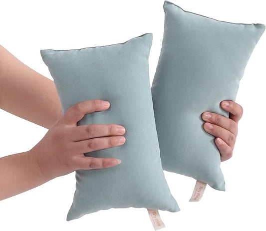 BEDSUM 2 Pack Tiny Pillows, 11"x7" Microfiber Mini Pillows for Toddler, Travel, Pets, Soft and Machine Washable Small Pillows for Neck, Wrist, and Knee Comfort, Sea Green