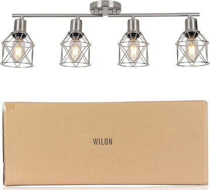 WILON Ceiling Lighting Fixtures,4 Way Track Light Fixture,4 Ceiling Spotlight,Kitchen Island Lighting Semi Flush Mount,Kitchen Track Lighting Flexibly Rotatable Light Head,E26 Base