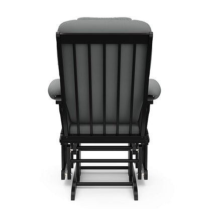 Storkcraft Tuscany Custom Glider and Ottoman with Free Lumbar Pillow (Black/Grey) - Cleanable Upholstered Comfort Rocking Nursery Chair with Ottoman