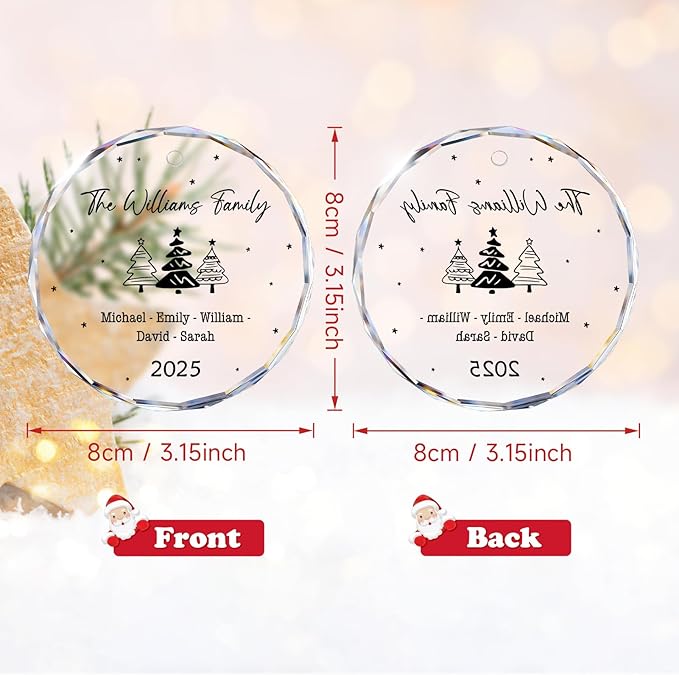 Family Christmas Ornaments 2025 Personalized, Family Ornaments with Custom Name, Tree Decorations, Customized