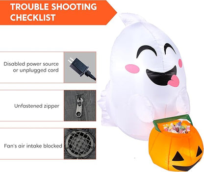 Joiedomi 4.5 ft Tall Halloween Inflatable Outdoor Decorations, Blow Up Halloween Yard Decorations Inflatable Window Ghost Decor, Blow Up Ghost with Candy Basket for Window Decor