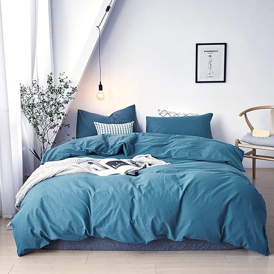 Cottonight Blue Comforter Sets California King Lake Blue Bedding Set Women Men Blanket Quilts Breathable Soft Solid Cal King Bedding Comforter Sets