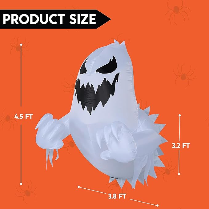 Joiedomi 4.5 FT Tall Halloween Inflatable Ghost Outdoor Decoration, Ghost Blow Up Yard Decorations with Rotating LED for Scary Halloween Decor, Window Decor