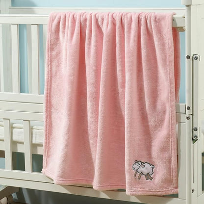 CREVENT 30''X40'' Light Cozy Plush Fluffy Warm Fleece Stroller Baby Blanket for Girl Infant Toddler Crib Cot Stroller, Baby Birthday Pink Sheep