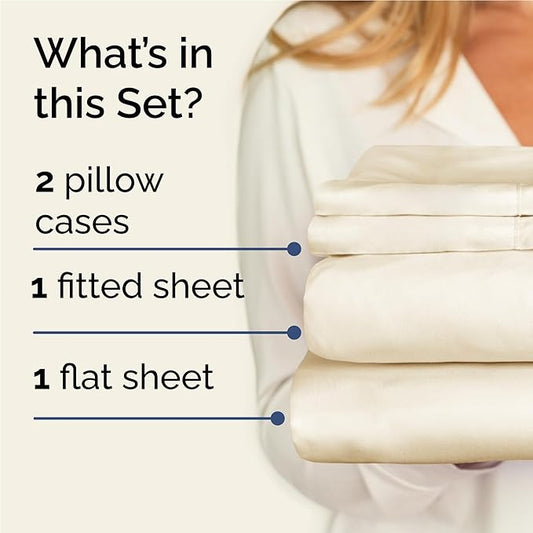 CGK Linens Twin XL 4 Piece Sheet Set - Cooling Sheets for Hot Sleepers - Hotel Luxury Bedding Set w/ 8-16 Inch Deep Pockets - 1 Flat & 1 Fitted & 2 Pillowcases - Soft, Comfy & Wrinkle Free - Off White
