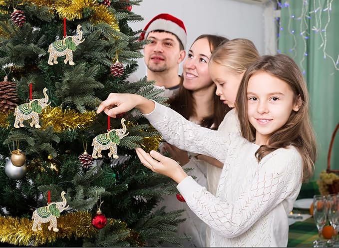 WhatSign Elephant Christmas Ornament - Metal Ornament for Christmas Tree Decorations Cute Hanging Ornament Keepsake Gifts for Kids Girls