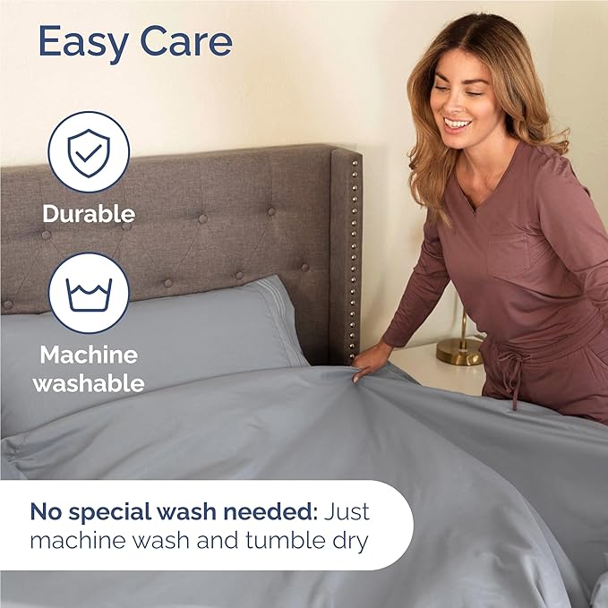 Full Size 4 Piece Sheet Set - Comfy Breathable & Cooling Bed Sheets Set - Hotel Luxury Bedding for Women, Men, Kids, Teens, Boys & Girls - Deep Pockets, Soft and Wrinkle Free - Oeko-Tex - Steel Blue
