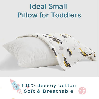 Moonrite 13×18 Toddler Pillow with Pillowcase,100% Cotton Toddler Pillows for Sleeping,Soft Breathable Washable Small Toddler&Kid Pillow for Bed,Mini pillow,Better Naps at Preschool