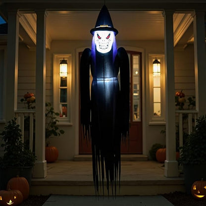 6FT Halloween Inflatables Hanging Ghost Outdoor Decorations Blow Up Yard Decor with Built-in LEDs for Tree Window Porch Lawn Party Decor