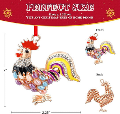 WhatSign Metal Chicken Ornaments - Farm Animal Gift for Christmas Tree Decorations