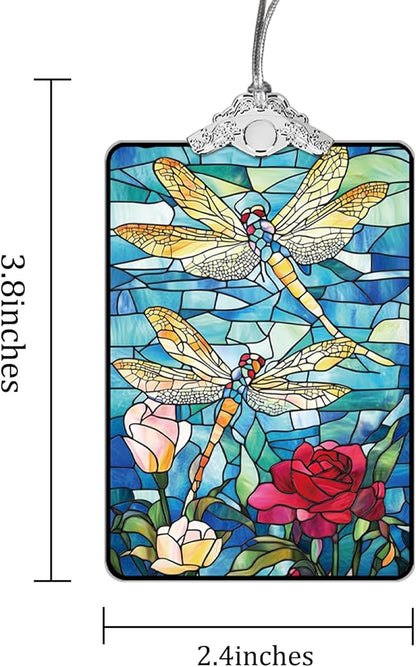 Dragonfly Stained Glass Ornament, 2025 Christmas Tree Hanging Decoration Exchange or Nature-Inspired Decor, 3.8 x 2.4 Inch