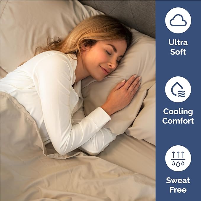 CGK Linens Full 6 Piece Sheet Set - Cooling Sheets for Hot Sleepers - Hotel Luxury Bedding Set with 8-16 Inch Deep Pockets - 1 Flat & 1 Fitted & 4 Pillowcases - Soft, Easy Care & Wrinkle Free - Cream