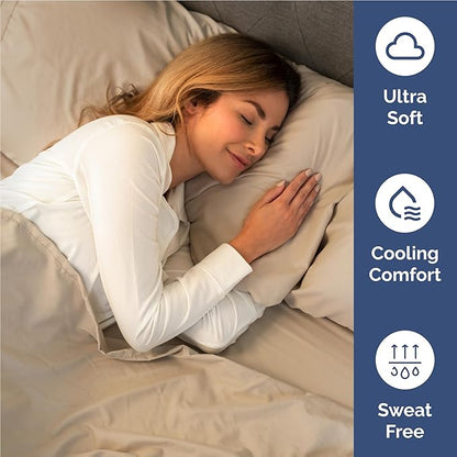 CGK Linens Full 6 Piece Sheet Set - Cooling Sheets for Hot Sleepers - Hotel Luxury Bedding Set with 8-16 Inch Deep Pockets - 1 Flat & 1 Fitted & 4 Pillowcases - Soft, Easy Care & Wrinkle Free - Cream