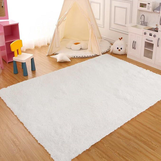 Fluffy Grey Rugs for Bedroom Living Room 10x13 Extra Large Soft Shaggy Throw Carpet Non Slip Furry Fuzzy Rugs for Nurery Kids Room Plush Cozy Non Shedding Home Decor Mat, Tie Dye Dark Grey