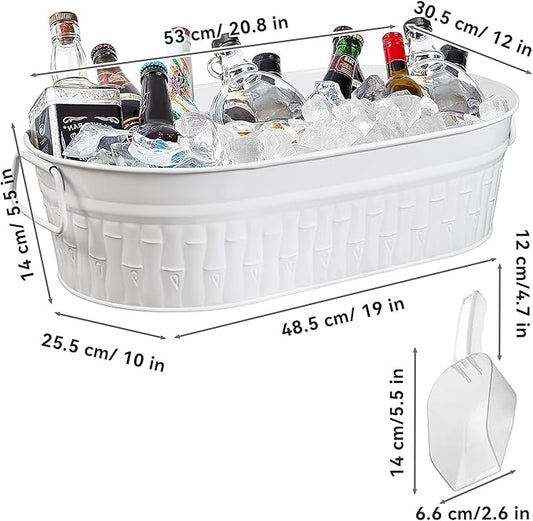 Large Ice Buckets for Parties, IKAYAS Galvanized Metal Ice Bucket Ice Tub with Scoop for Cocktail Bar Mimosa Bar Supplies, Large Champagne Bucket Beer bucket Metal